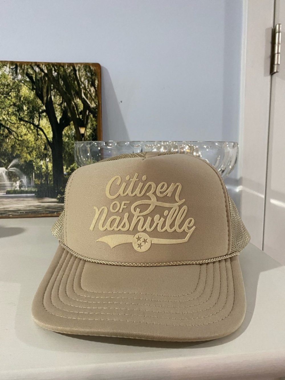 N.B. Goods Citizen of Nashville Beige Mesh SnapBack Trucker Rope Hat ✨